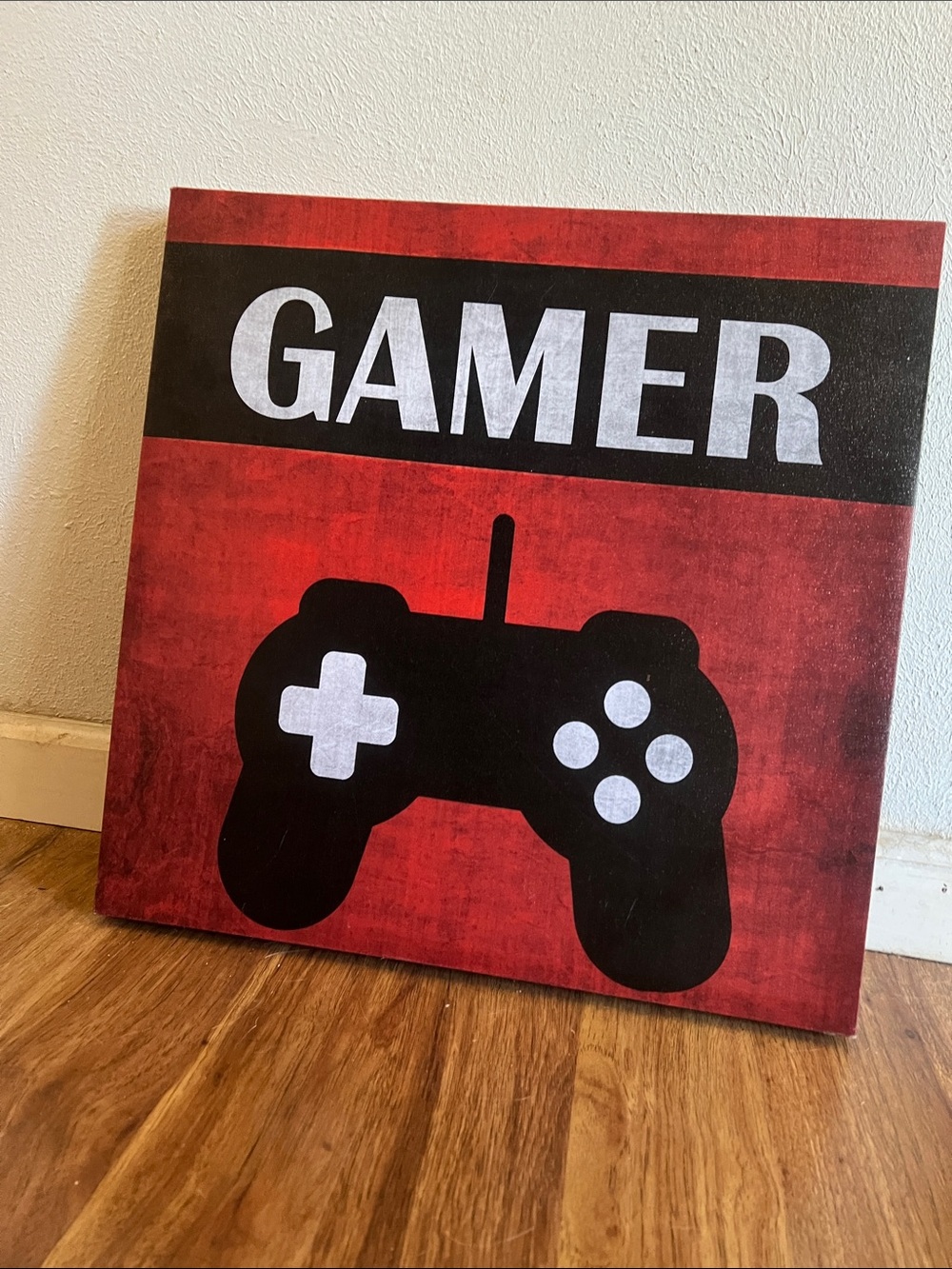 Gamer Wall Art Canvas - Red & Black Game Controller